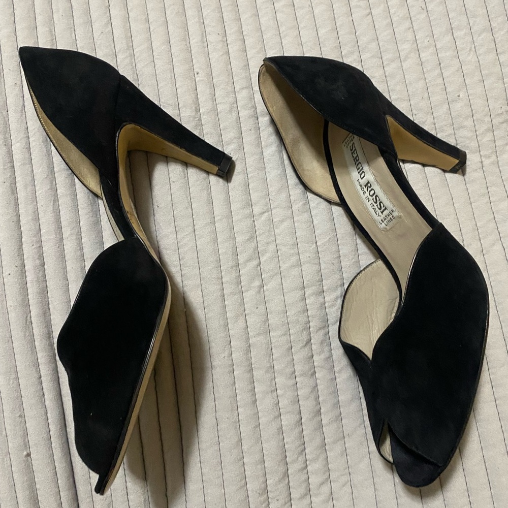 Sergio Rossi Designer Made in Italy  Black Suede classy Women’s Heels 5.5